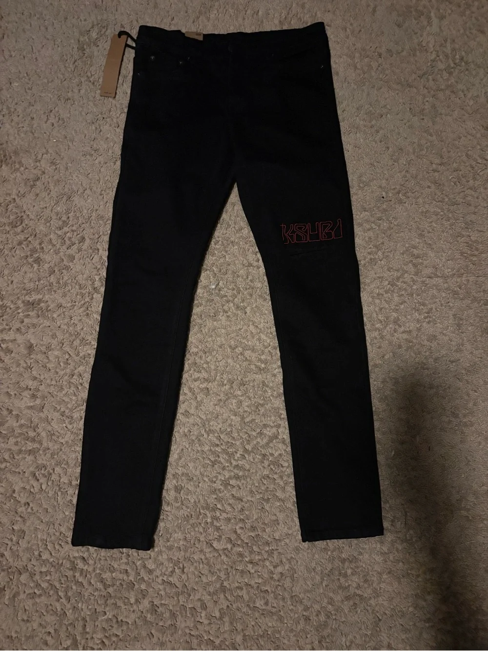 Ksubi Black Skinny Jeans with Red Logo